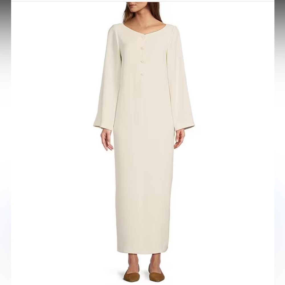 NWT ANTONIO MELANI x Elizabeth Damrich Swan Crepe Button Front Long Dress - Picture 4 of 15